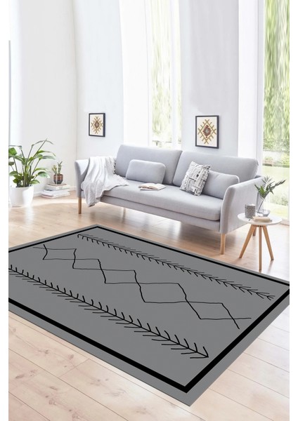 Dijital Baskılı Kaymaz Taban Yıkanabilir Iskandinav Yolluk Salon Halısı, N-Iskandinav-01-Gri, modelleri