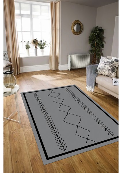 Dijital Baskılı Kaymaz Taban Yıkanabilir Iskandinav Yolluk Salon Halısı, N-Iskandinav-01-Gri, indirimleri