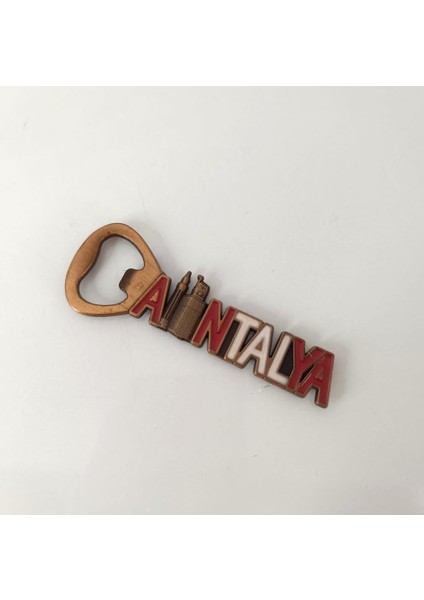 Antalya Görselli Metal Açacak Mıknatıslı Magnet Buzdolabı Süsü Şişe Açacağı Bakır Renk