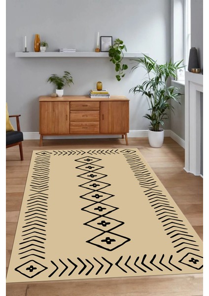Dijital Baskılı Kaymaz Taban Yıkanabilir Iskandinav Yolluk Salon Halısı, N-Iskandinav-03-Krem, fiyatları