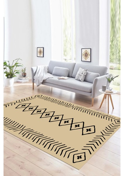 Dijital Baskılı Kaymaz Taban Yıkanabilir Iskandinav Yolluk Salon Halısı, N-Iskandinav-03-Krem, modelleri