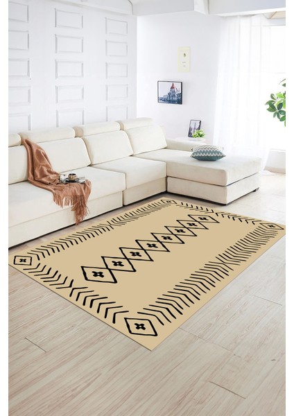 Dijital Baskılı Kaymaz Taban Yıkanabilir Iskandinav Yolluk Salon Halısı, N-Iskandinav-03-Krem, fırsatları