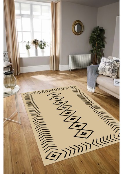 Dijital Baskılı Kaymaz Taban Yıkanabilir Iskandinav Yolluk Salon Halısı, N-Iskandinav-03-Krem, indirimleri