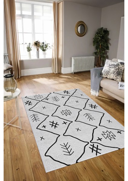 Dijital Baskılı Kaymaz Taban Yıkanabilir Iskandinav Yolluk Salon Halısı, N-Iskandinav-04-Gri, indirimleri