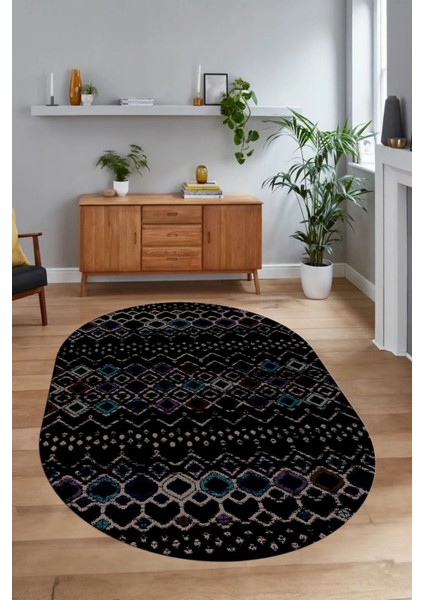 Dijital Baskılı Kaymaz Taban Yıkanabilir Iskandinav Oval Salon Halısı, N-O-Iskandinav-22-Antrasit, fiyatları