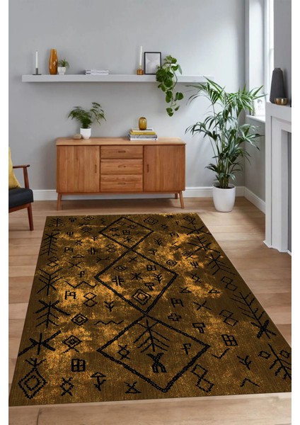 Dijital Baskılı Kaymaz Taban Yıkanabilir Iskandinav Yolluk Salon Halısı, N-Iskandinav-16-Kahve, fiyatları