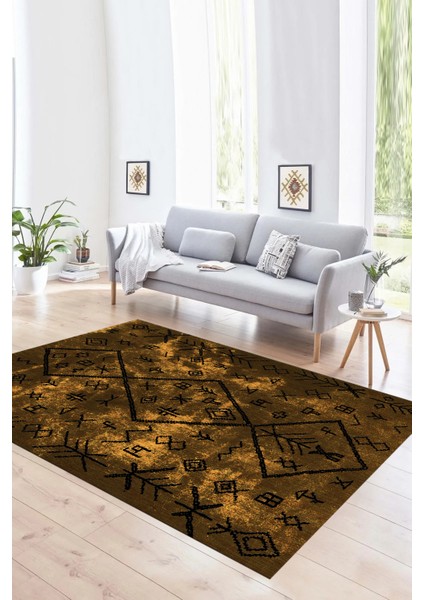 Dijital Baskılı Kaymaz Taban Yıkanabilir Iskandinav Yolluk Salon Halısı, N-Iskandinav-16-Kahve, modelleri