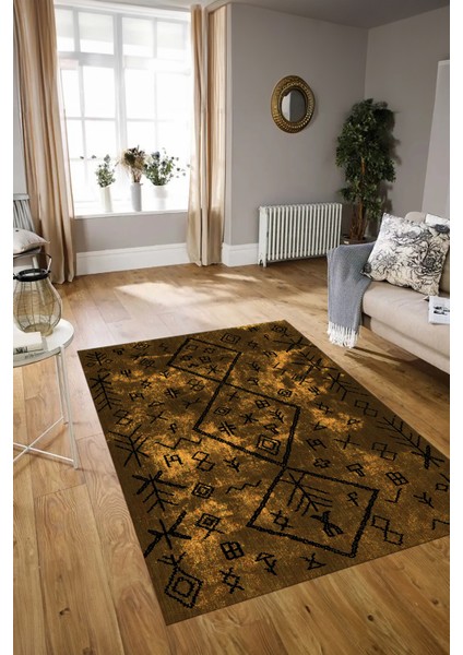 Dijital Baskılı Kaymaz Taban Yıkanabilir Iskandinav Yolluk Salon Halısı, N-Iskandinav-16-Kahve, indirimleri