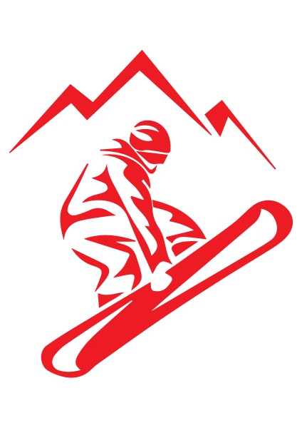 Ski Kayakçı Dağ Kırmızı 17X10 cm