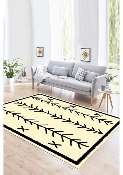 Dijital Baskılı Kaymaz Taban Yıkanabilir Iskandinav Yolluk Salon Halısı, N-Iskandinav-07-Krem, modelleri