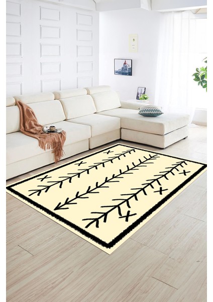 Dijital Baskılı Kaymaz Taban Yıkanabilir Iskandinav Yolluk Salon Halısı, N-Iskandinav-07-Krem, fırsatları