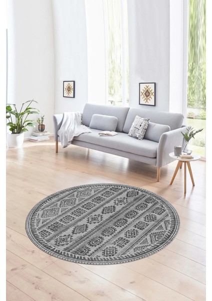 Dijital Baskılı Kaymaz Yıkanabilir Iskandinav Yuvarlak Salon Halısı, N-Y-Iskandinav-23-Gri, modelleri