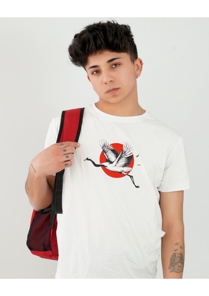 Leylek Baskili Oversi̇Ze Beyaz Ti̇Şört