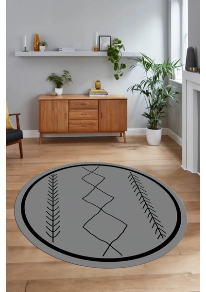 Dijital Baskılı Kaymaz Yıkanabilir Iskandinav Yuvarlak Salon Halısı, N-Y-Iskandinav-01-Gri, fiyatları