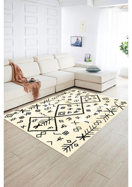 Dijital Baskılı Kaymaz Taban Yıkanabilir Iskandinav Yolluk Salon Halısı, N-Iskandinav-16-Krem, fırsatları