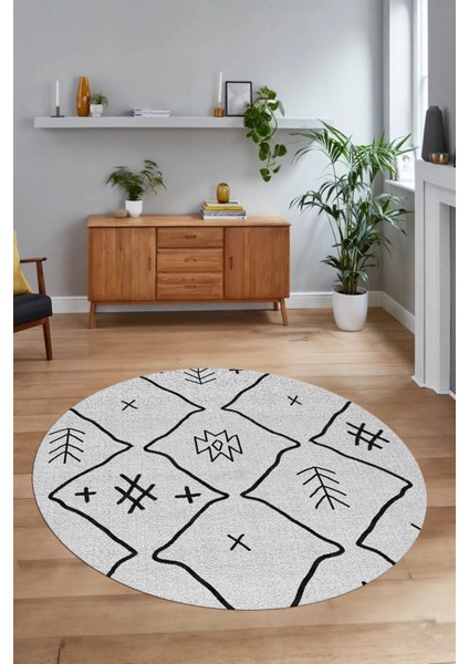 Dijital Baskılı Kaymaz Yıkanabilir Iskandinav Yuvarlak Salon Halısı, N-Y-Iskandinav-04-Gri, fiyatları