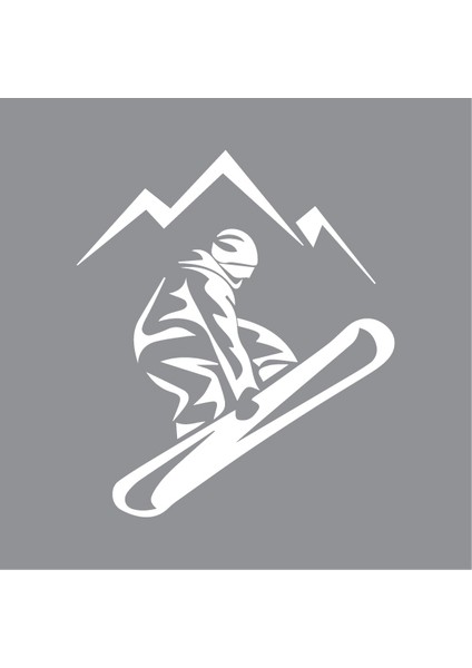 Ski Kayakçı Dağ Beyaz 17X10 cm
