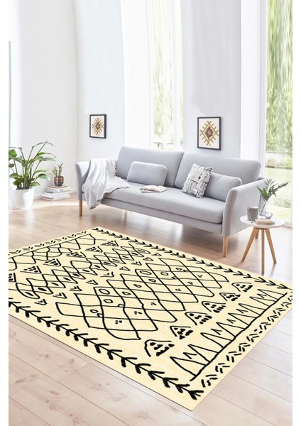 Dijital Baskılı Kaymaz Taban Yıkanabilir Iskandinav Yolluk Salon Halısı, N-Iskandinav-19-Krem, modelleri