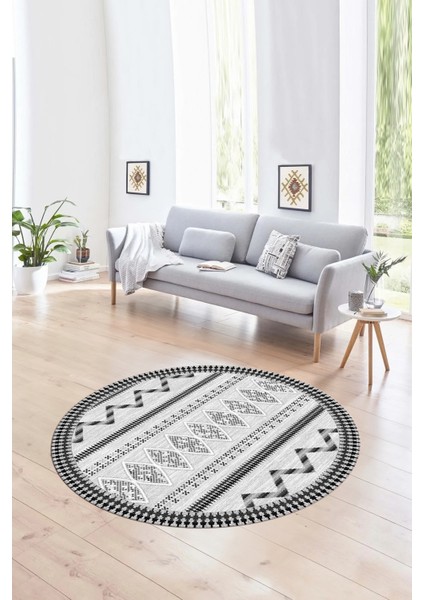 Dijital Baskılı Kaymaz Yıkanabilir Iskandinav Yuvarlak Salon Halısı, N-Y-Iskandinav-27-Gri, modelleri