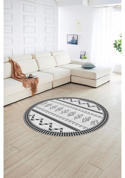 Dijital Baskılı Kaymaz Yıkanabilir Iskandinav Yuvarlak Salon Halısı, N-Y-Iskandinav-27-Gri, fırsatları