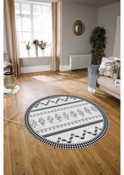 Dijital Baskılı Kaymaz Yıkanabilir Iskandinav Yuvarlak Salon Halısı, N-Y-Iskandinav-27-Gri, indirimleri