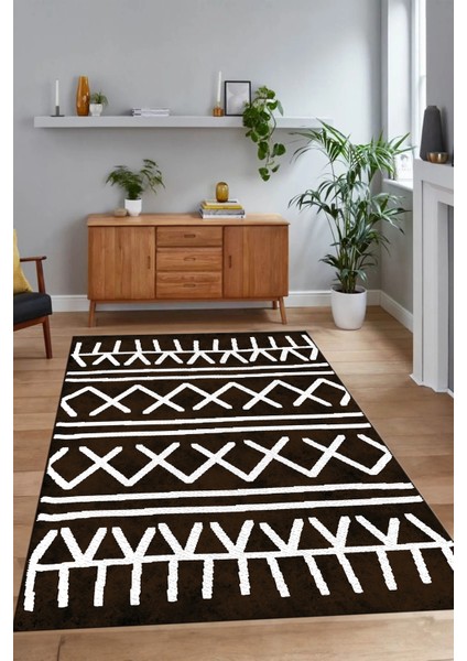 Dijital Baskılı Kaymaz Taban Yıkanabilir Iskandinav Yolluk Salon Halısı, N-Iskandinav-28-Kahve, fiyatları