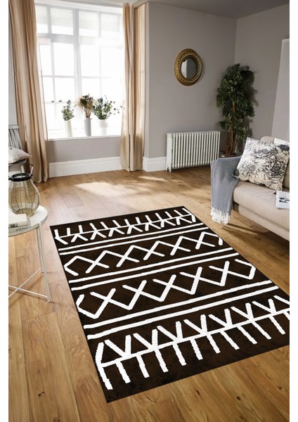 Dijital Baskılı Kaymaz Taban Yıkanabilir Iskandinav Yolluk Salon Halısı, N-Iskandinav-28-Kahve, indirimleri