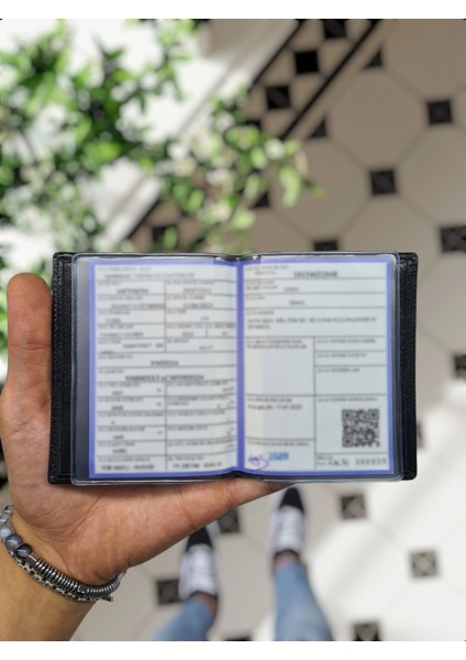 1904 Kia Logolu Deri Araç Ruhsat Kılıfı- Cüzdanlı Ruhsat Kabı Isme Özel Çanta Erkek Kadın Kullanım