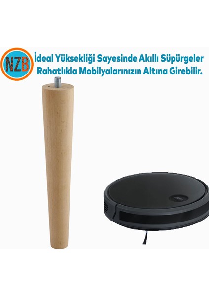 Ahşap Ayak Mobilya Koltuk Kanepe Sehpa Masa Ayağı Ayakları M8 Civatalı 20 cm + Bağlantı Aparatlı (8'li Set)