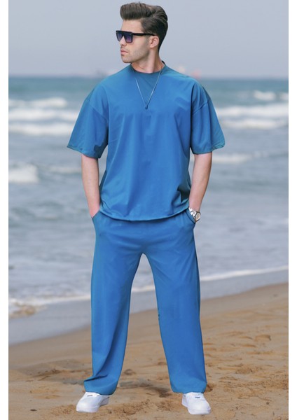 Erkek Kısa Kollu Bol Kesim Pijama Takımı