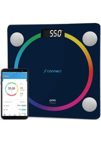 Lacivert PSC04 Tartı Connect Smart Akıllı Baskül Yağ Ölçer Bluetooth