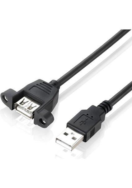 Erkek Dişi Panel Tipi Kablosu Siyah USB 2.0 Tip A 1m