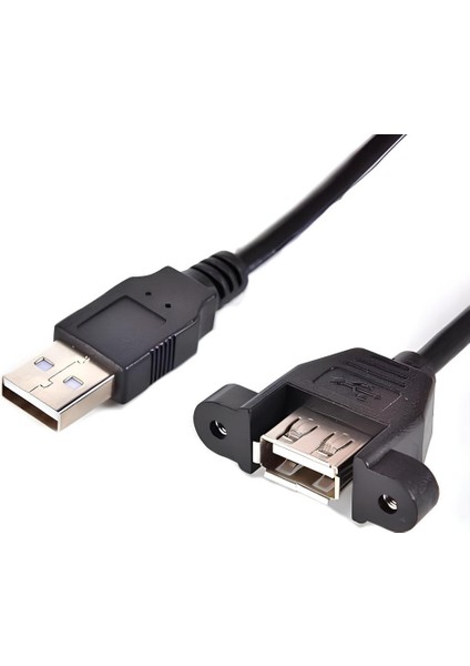 Erkek Dişi Panel Tipi Kablosu Siyah USB 2.0 Tip A 2m