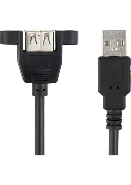 Erkek Dişi Panel Tipi Kablosu Siyah USB 2.0 Tip A 2m
