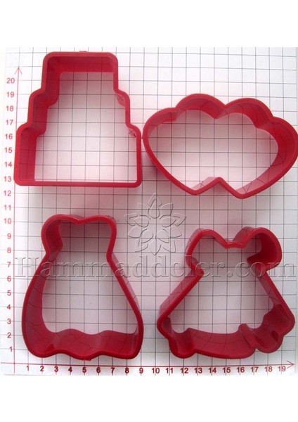 Plastik Düğün Temalı Kurabiye Kalıbı Seti 4 Parça - 4352