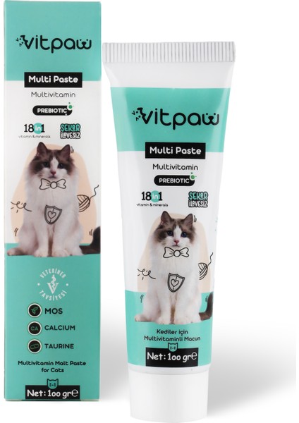 Multi Paste 100 Gr.(KEDİLER İÇİN BAĞIŞIKLIK GÜCLENDİRİCİ VE TÜY YUMAĞI ÖNLEYİCİ MULTİVİTAMİN) Kedi Vitamin