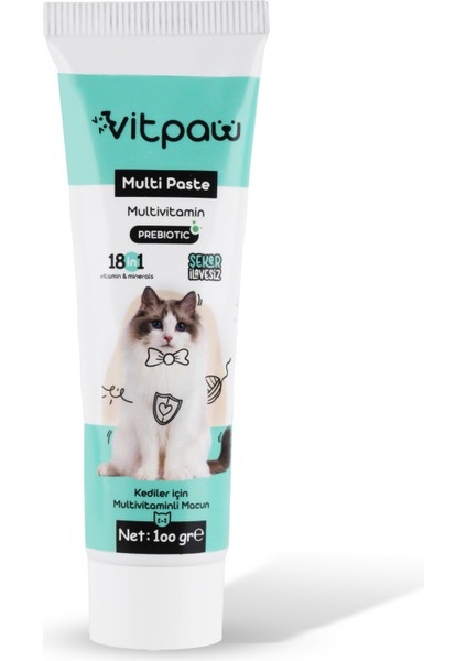 Multi Paste 100 Gr.(KEDİLER İÇİN BAĞIŞIKLIK GÜCLENDİRİCİ VE TÜY YUMAĞI ÖNLEYİCİ MULTİVİTAMİN) Kedi Vitamin