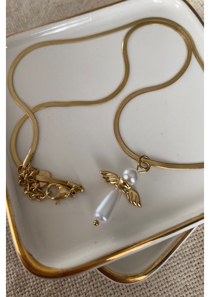 Incili Melek Çelik Kolye 48CM fiyatları