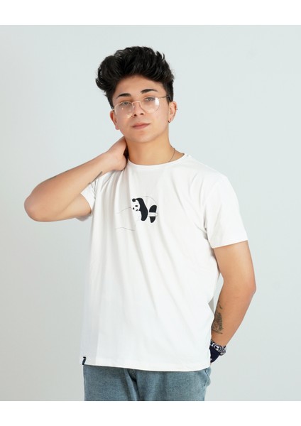 Panda Baskili Oversi̇Ze Beyaz Ti̇Şört fiyatları