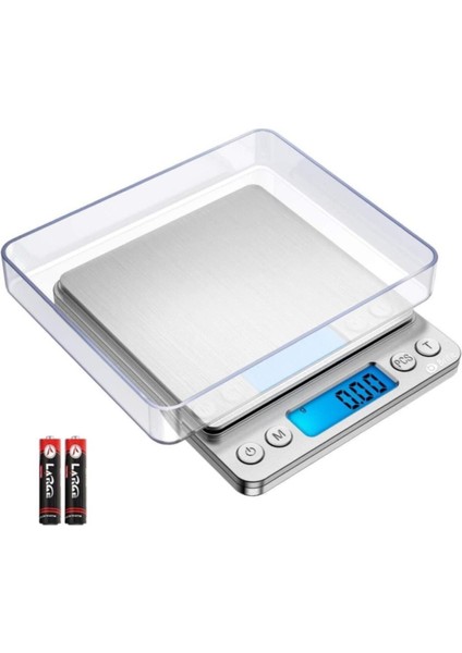 Plastik Dijital Hassas Elektronik Taşınabilir Terazi Tartı 500 Gr 0.01 gr Kuyumcu Terazisi 7106 Gümü