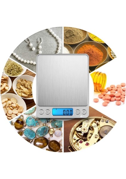 Plastik Dijital Hassas Elektronik Taşınabilir Terazi Tartı 500 Gr 0.01 gr Kuyumcu Terazisi 7106 Gümü modelleri