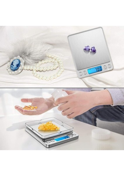 Plastik Dijital Hassas Elektronik Taşınabilir Terazi Tartı 500 Gr 0.01 gr Kuyumcu Terazisi 7106 Gümü fırsatları