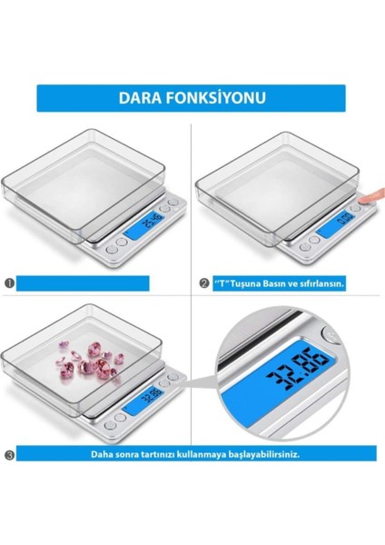 Plastik Dijital Hassas Elektronik Taşınabilir Terazi Tartı 500 Gr 0.01 gr Kuyumcu Terazisi 7106 Gümü indirimleri