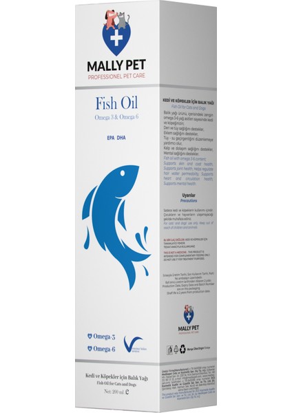 Kedi ve Köpekler Için Omega 3 ve Omega 6 Takviyeli Balık Yağı 200 ml