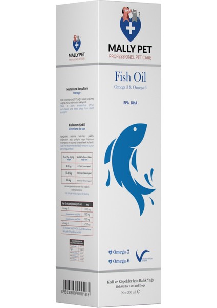 Kedi ve Köpekler Için Omega 3 ve Omega 6 Takviyeli Balık Yağı 200 ml