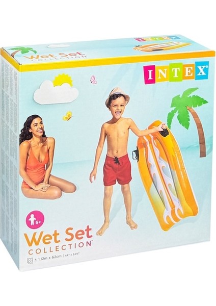Pompa Dahil Değildir Intex Tutmaçlı Sörf Yatak 112X62 cm Sarı Renk Sarı
