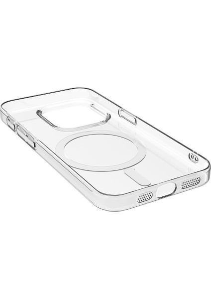 Apple iPhone 15 Plus Kılıf Zore Magsafe Şarj Özellikli Şeffaf Tek Kamera Çerçeveli Porto Kapak
