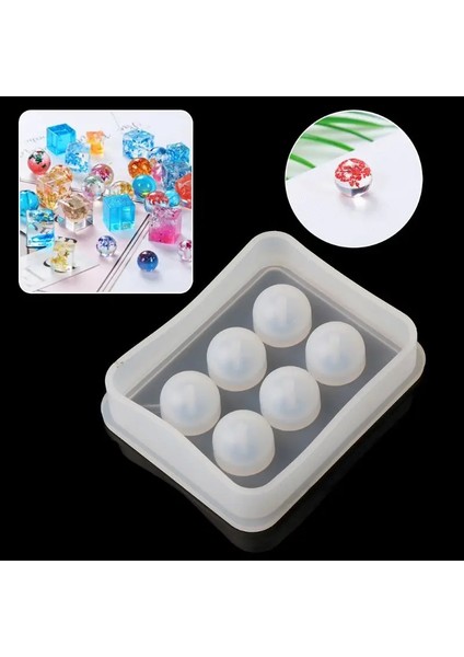 Epoksi Boncuk Şekilli Tesbih ve Bileklik Silikon Kalıp 12 mm 6 Lı
