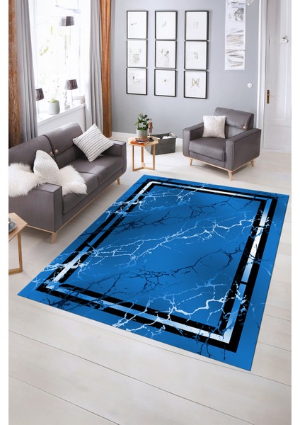 Dijital Baskılı Kaymaz Taban Yıkanabilir Mermer Yolluk Mutfak Salon Halısı, N-Mermer-08-Mavi, fiyatları