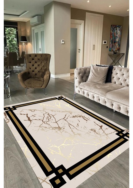 Dijital Baskılı Kaymaz Taban Yıkanabilir Mermer Yolluk Mutfak Salon Halısı, N-Mermer-07-Krem, fırsatları